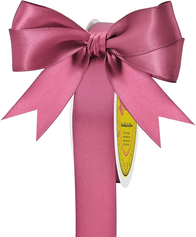 LEEQE Double Face Rose Mauve Satin Ribbon 7/8 inch X 25 Yards Polyester Rose Mauve Ribbon for Gift Wrapping Very Suitable for Weddings Party Hair Bow Invitation Decorations and More