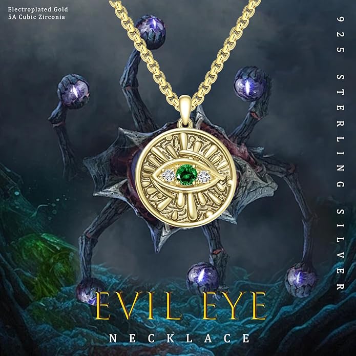 Evil Eye Necklace for Women 925 Sterling Silver, Protection Necklace with Blue Evil Eye Charm, Evil Eye/Lotus Pendant Jewelry, Birthday Christmas Gifts for Her