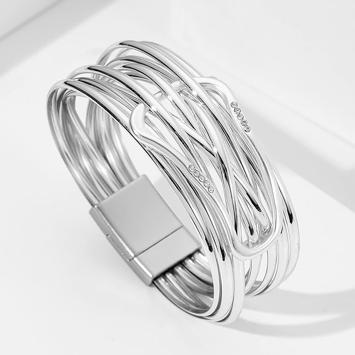 Fesciory Leopard Bracelet for Women, Boho Leather Wrap Multi-Layer Pearl Crystal Bracelet Bangle Jewelry