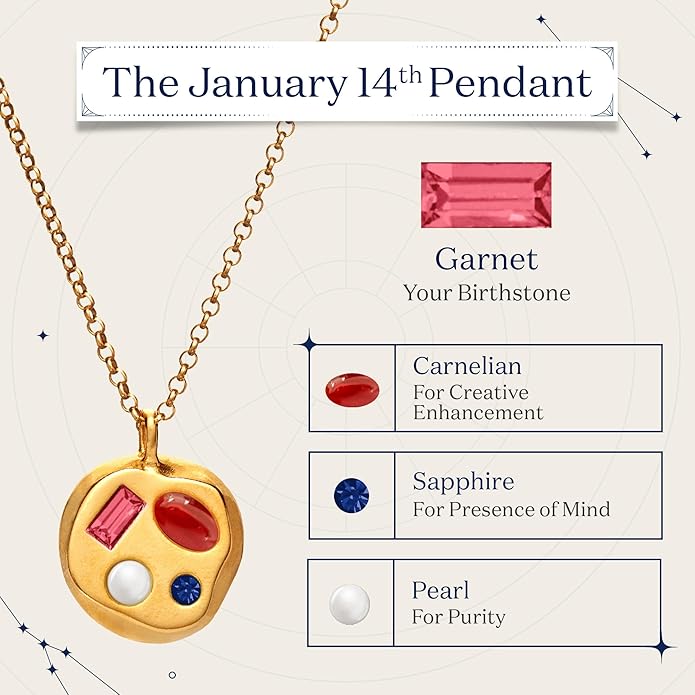 Birthdate 14k Gold Necklace for Women - 16-20in Adjustable 14 Karat Gold Chain with Lobster Clasp - Cadenas de Oro 14k Puro Para Mujer, Ladies Jewelry Birthstone