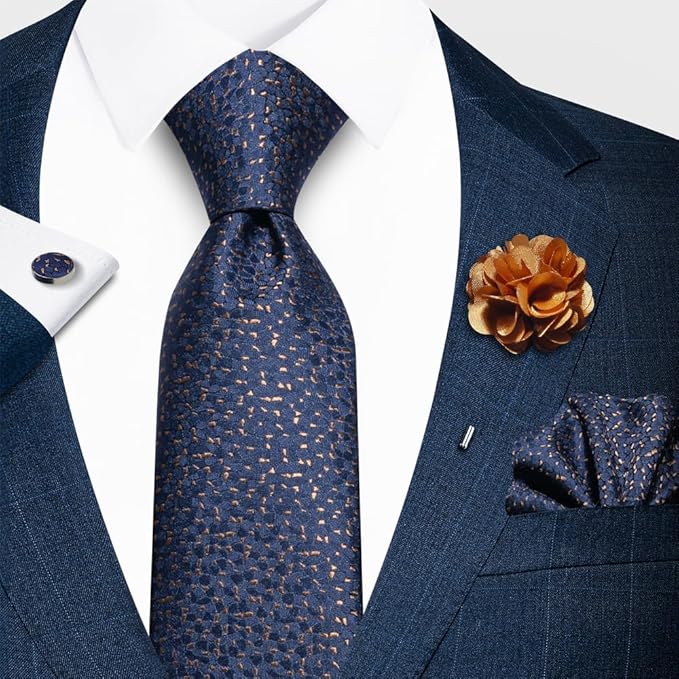 joy alice Ties Set Men Mixed Color Necktie Handkerchief Cufflinks Brooch 3.15 Formal