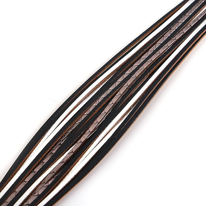hotoo Handmade Layered Leather Bracelets Wrap for Women Stackable Chunky Colored Men Cuff Bracelet Wristband Bangle Gifts