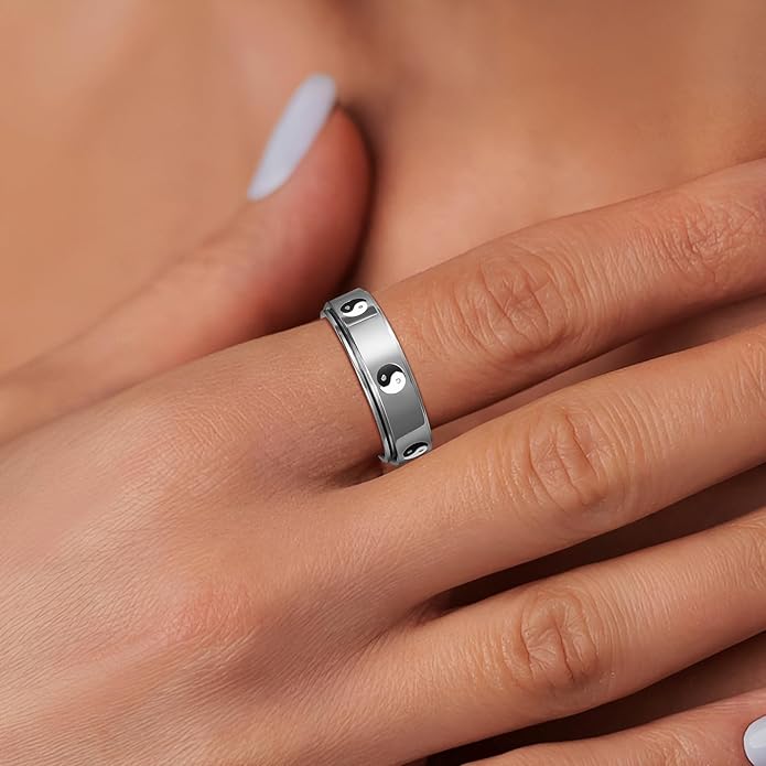Evil Eye Fidget Ring for Women - 18K Gold Plated Stainless Steel Spinner Rings for Anxiety Relief, Ojo Turco Ring Luck Amulet, Turkish Faith Protection Stackable Jewelry Gift for Women Men