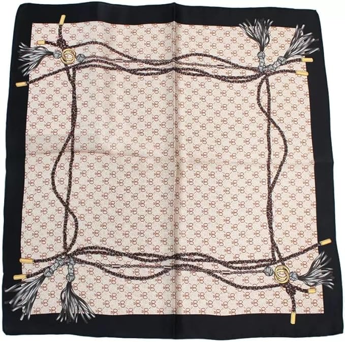 ANDANTINO 100% Pure Mulberry Silk Small Square Scarves -21'' x 21''- Digital Printed Neckerchief –Women Men Lightweight Scarf
