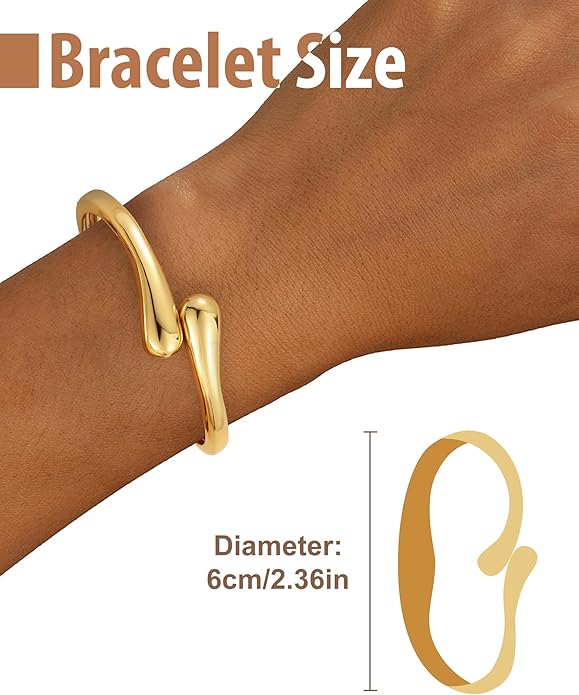 HMGADN Chunky Gold Bangle Bracelets for Women, Gold Twist Cuff Bracelet Trendy Stackable Bangles Set Fashion Jewelry Gifts