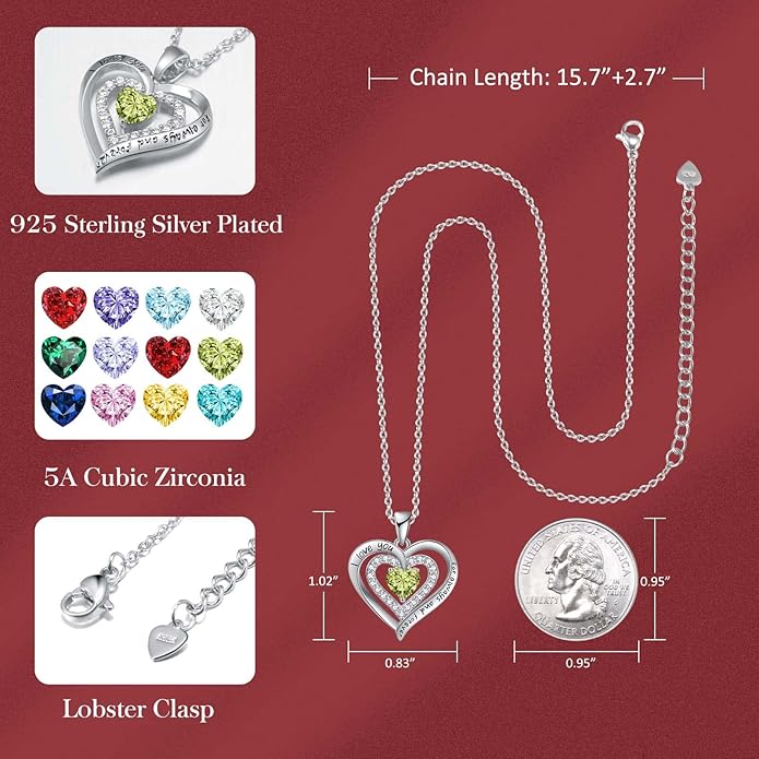 REDBEE Necklaces for Women Birthstone Heart Necklace Jewelry for Wife Girlfriend Woman Necklace