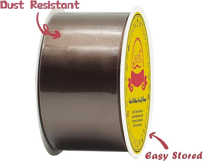 LEEQE Double Face Brown Satin Ribbon 2 inch X 25 Yards Polyester Brown Ribbon for Gift Wrapping Very Suitable for Weddings Party Invitation Decorations and More