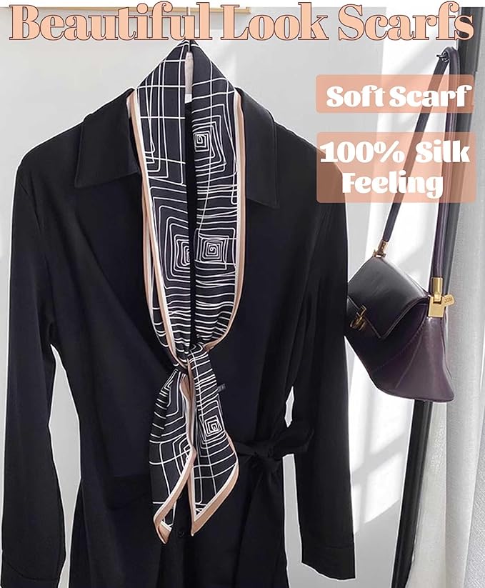 kcctoo 59" Mulberry Silk Like Head Scarf Women's Fashion Square Neck Satin Scarfs for Bag Hair Scarves Gift 59 * 5.9”