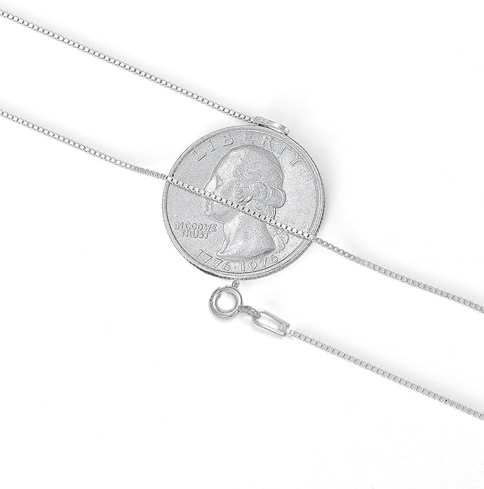 ASHINE 925 Sterling Silver Box Chain Necklace for Women, 1mm 0.8mm Italian Chains, Dainty & Sturdy Necklace with Silver Polishing Cloth Available in 16-36 Inch