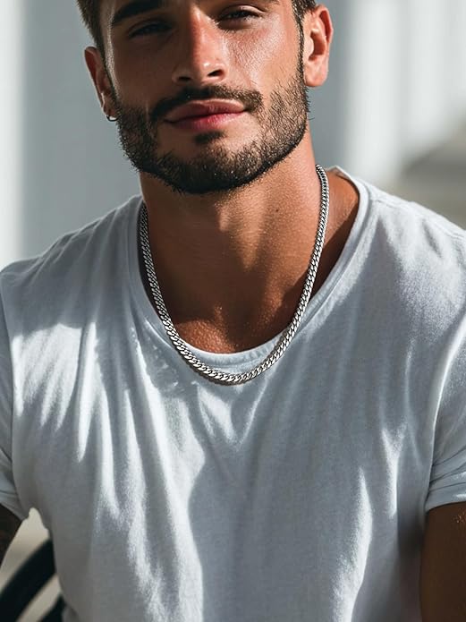 ChainsPro Chunky Miami Cuban Link Chains for Men,Stainless Steel Cuban Chain Necklace,4.8/6/10/14mm Width,No Tarnish& Thick Hip Hop Jewelry,18-30 inch Length, Black/Gold Plated/Silver,Send Gift Box