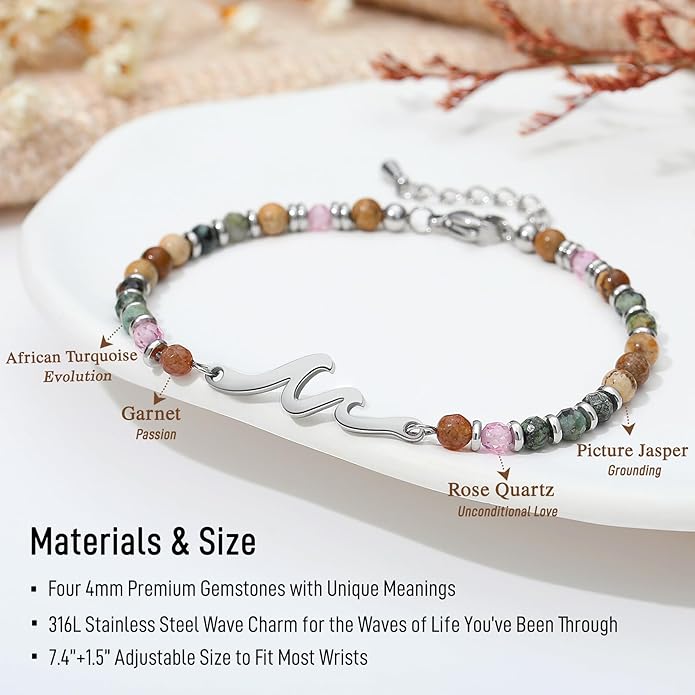 TONY & SANDY Friend Gifts for Women, Stocking Stuffers for Women, Sister Gifts from Sister, Wave Bracelet, Birthday Gifts for Woman, Bestie Friendship Bracelets, Unique Gifts for Her