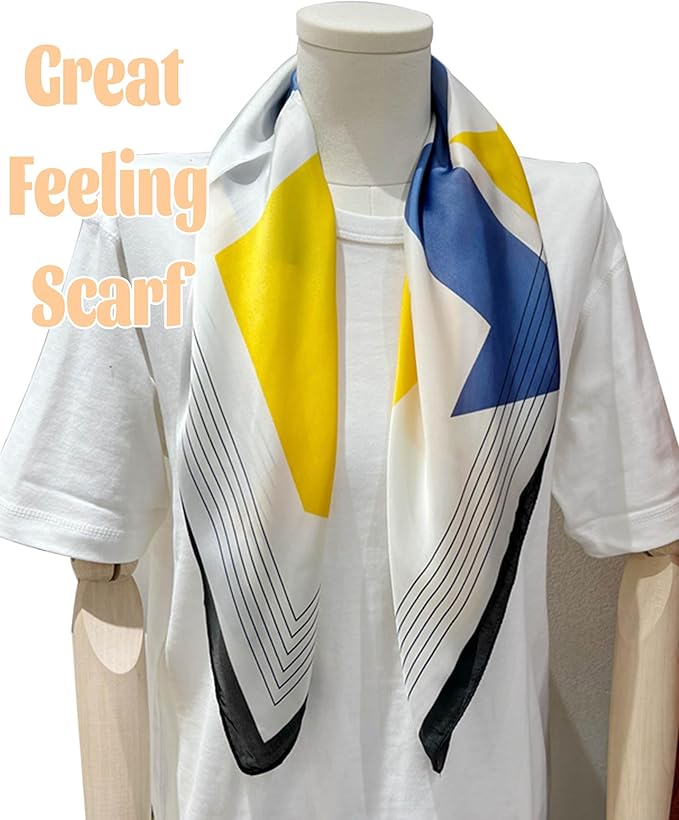 kcctoo 27.5" Mulberry Silk Feeling Head Scarf Women's Fashion Square Neck Satin Scarfs for Bag Hair Scarves Gift