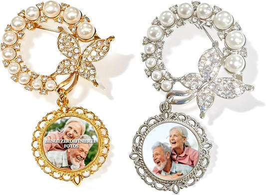 Custom Wedding Bouquet Photo Charms Bride & Groom Wedding Brooch Charm Personalized Decorative Pins suitable for Weddings Graduation Ceremonies Memorial Services