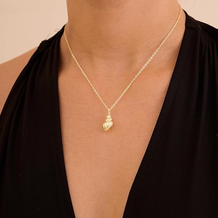 Gold Necklace for Women-14K Gold Plated Bow,Dragon,Shell, Palm Tree, Seahorse, Conch Shell,Sardines, Cowboy Boot,Bat,Bunny Pendant Beachy Jewelry for Women Gifts