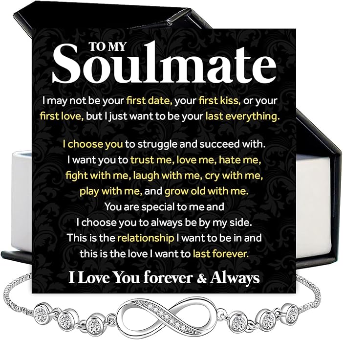 To My Soulmate Bracelet For Women With Heartfelt Message Card & Elegant Box, Bracelet For Girls, Soulmate Birthday, Wedding, Christmas Jewelry Gift From Boyfriend, Husband