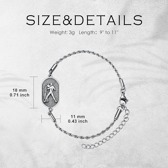 SIMONLY Zodiac Bracelet 925 Sterling Silver Constellation Anklet Horoscope Zodiac Jewelry Christmas Birthday Astrology Gifts for Women Men Unisex