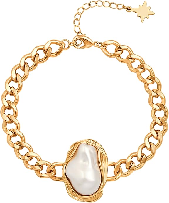 SOFYBJA 18k Gold Plated Personalized Chunky Cuban Oval Link Chain Bracelets for Men Toggle Rope Bracelet Jewelry for Women