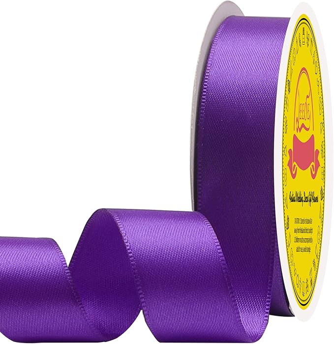 LEEQE Double Face Purple Satin Ribbon 7/8 inch X 25 Yards Polyester Purple Ribbon for Gift Wrapping Very Suitable for Weddings Party Invitation Decorations and More