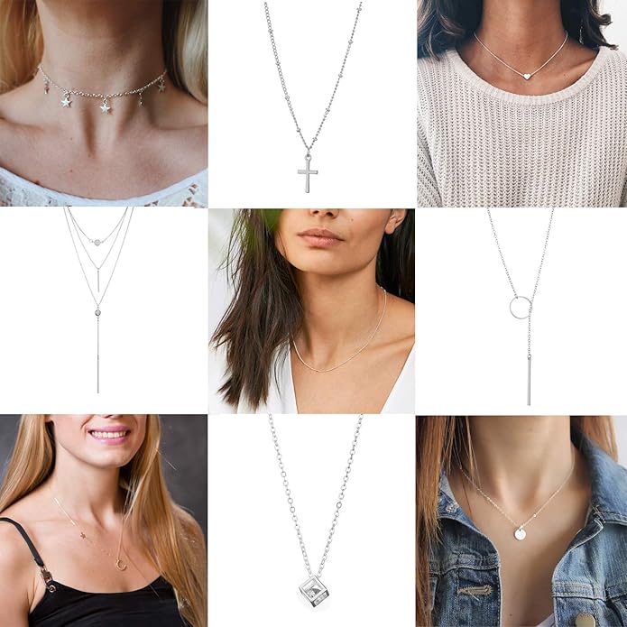 Starain 12Pcs Layered Choker Necklace Fashion Multilayer Chain Necklace Simple Gold Necklace Set for Women