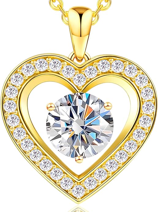 31-Stone Birthstone Heart Necklace for Women | 2ct Moissanite & 30 Sparkling Accents | Valentine's Day, Birthday,Mother's Day, Christmas Gift for Wife, Mother, Girlfriend