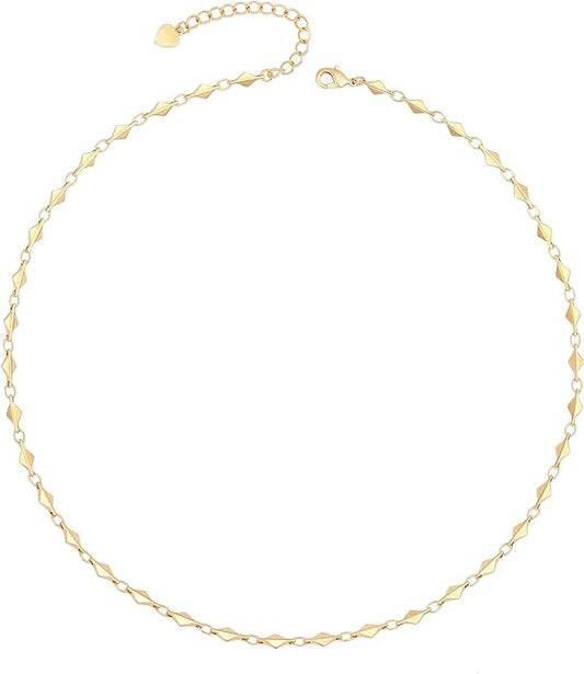 Aobei Pearl 18K Gold Plated Paperclip Chain Choker Satellite Chain Freshwater Cultured Biwa Pearl Pendant Necklace Dainty Jewelry for Women