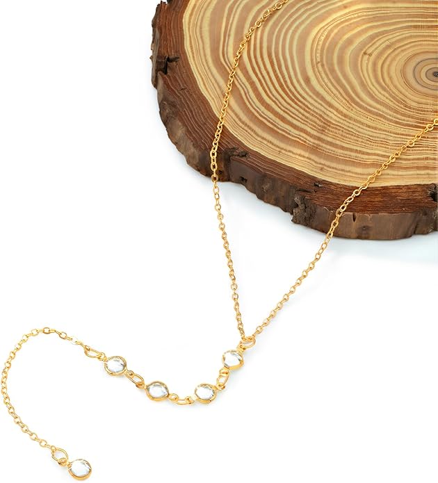 14K Gold Plated Y Necklace for Women – Dainty Lariat Long Pendant Chain, Layered Drop Necklace for V Neck Dress, Simple Sexy Cleavage Jewelry Gifts for Women