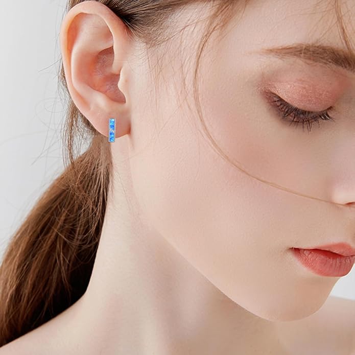 Hoop Earrings for Men Women 925 Sterling Silver Ankh/Wolf/Celtic/Opal Earrings Jewelry Gifts