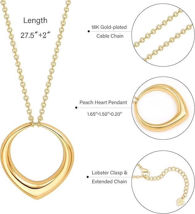 Long Pendant Necklace for Women Gold Plated Circle Long Chain Necklace Y Necklace Jewelry for Women