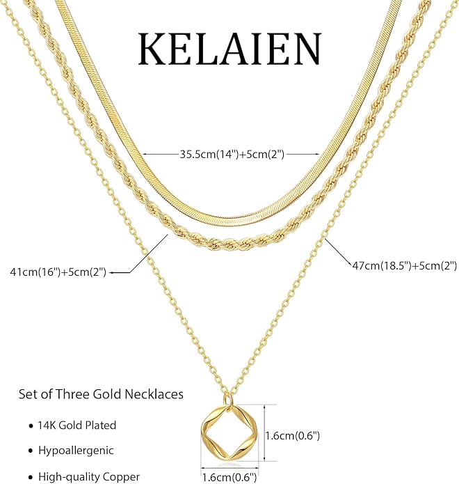 Layered Gold Silver Necklace for Women Non Tarnish,Dainty Choker Statement Chunky Necklace Stack Charm Pendant Chain Necklace Set 14K Gold Plated Long Stacked Womens Necklaces Trendy Jewelry Gift