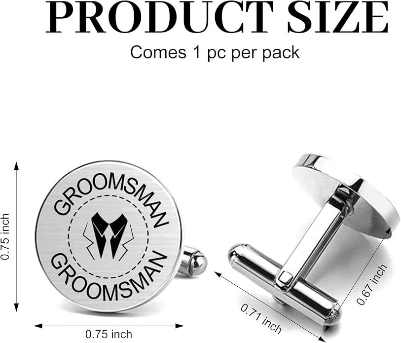 LADY & HOME Cufflinks for Men, Stainless Steel Tuxedo Shirt Cuff links with Gift Box, Gifts for Groom Groomsman Husband Father