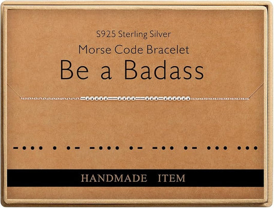 Monily Inspirational Gifts for Women Morse Code Bracelets for Women Funny Bracelet for Friend Funny Gift for Women Sterling Silver Bracelet for Women