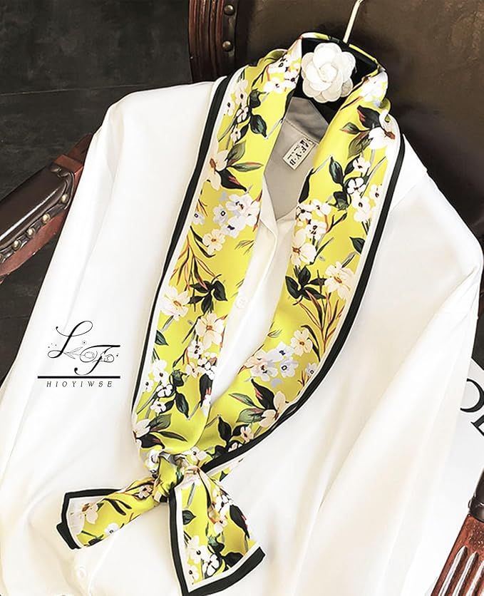 Hioyiwse Head Scarf Hair Neck Scarves For Women Purse Bag Scarfs For Handbags Silky Long Thin Satin Headscarf Fashion