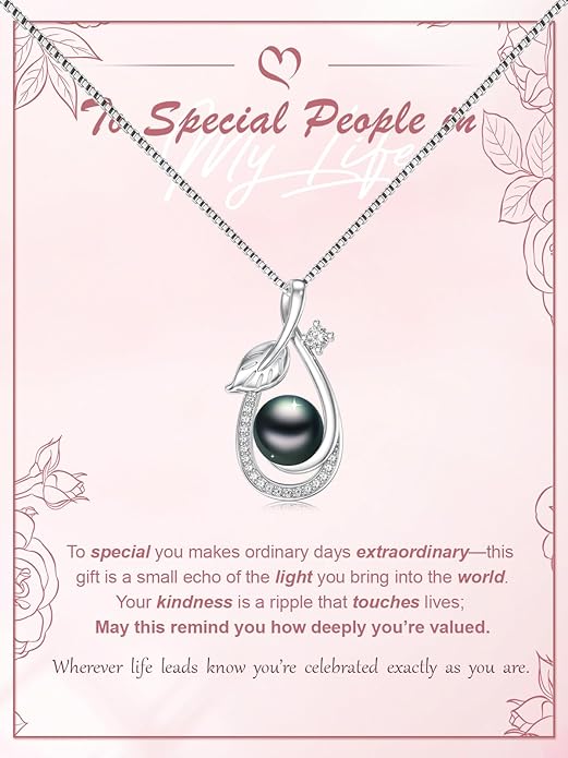 Tahitian Black Pearl Necklace Infinity Gifts for Women Wife Wedding Birthday Anniversary Jewelry Valentines Christmas Day Gifts 925 Sterling Silver