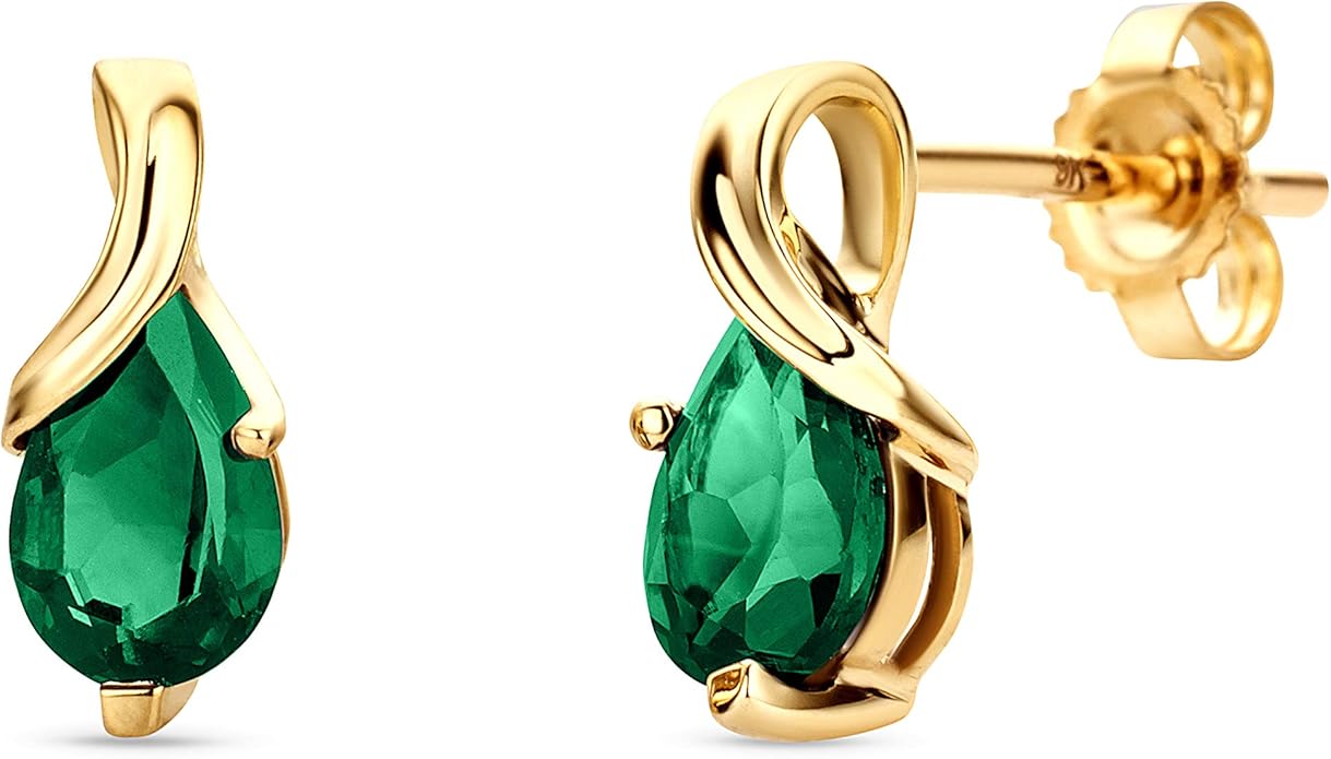 0.40Inch 14K Gold Earrings for Women in 14K White Gold/Yellow Gold 585 with Pear-Shape Rubies/Sapphires/Emeralds/Blue Topaz/Amethysts Gemstones, Handmade Jewelry for Women, Dangle Earrings