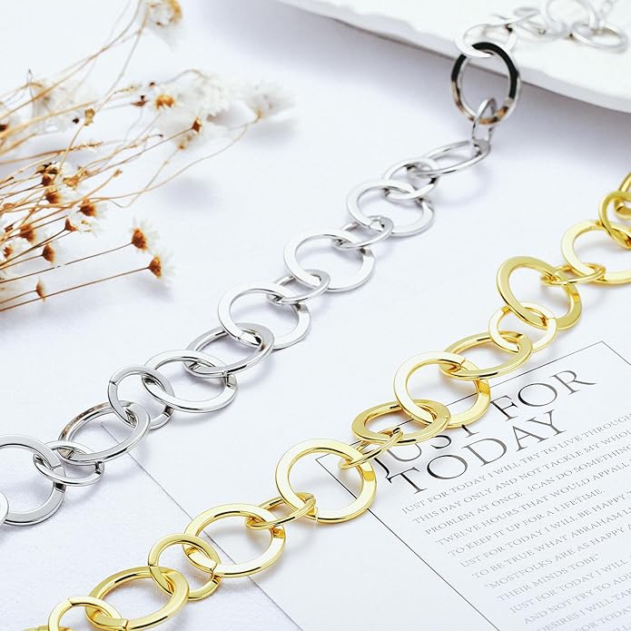 Chunky Gold Necklace for Women: 14k Gold Plated Loop Chain Link Statement Choker Necklace for Women - Chunky Fashion Pendant Jewelry