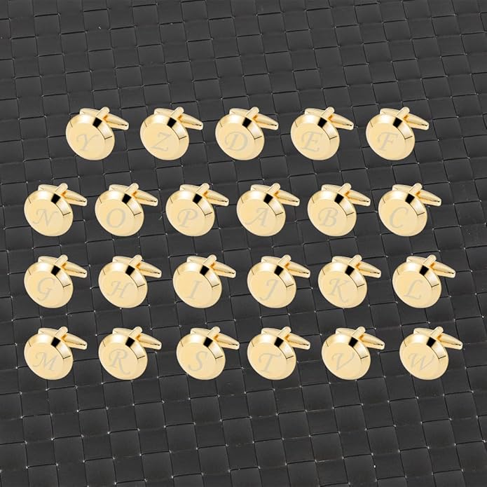 GWD Cufflinks for Men Stainless Steel Initial Cuff Links Alphabet Letter A-Z Groom Father Gift