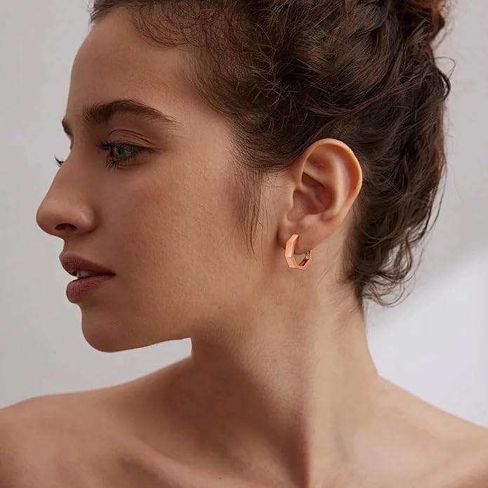 Gacimy Gold Huggie Hoop Earrings for Women 14k Gold Plated, Small Hoop Earrings for Women, 1/2 Inch Yellow Color Earrings for Women