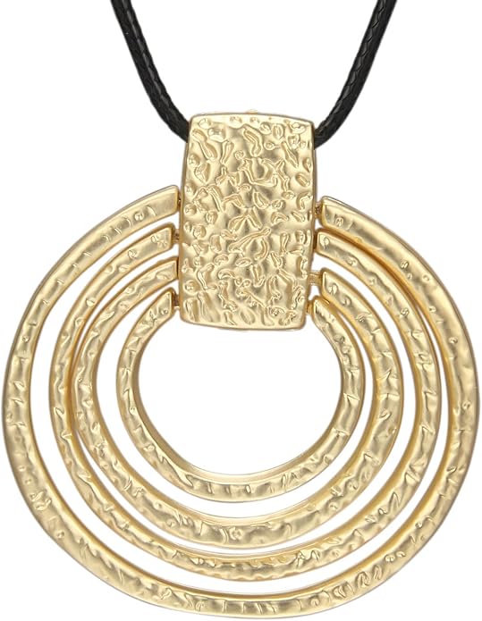 Long Boho Necklaces for Women Vintage Leather Wooden Pendant Y Choker Ethnic Style Gold Circle Hippie Sweater Necklace