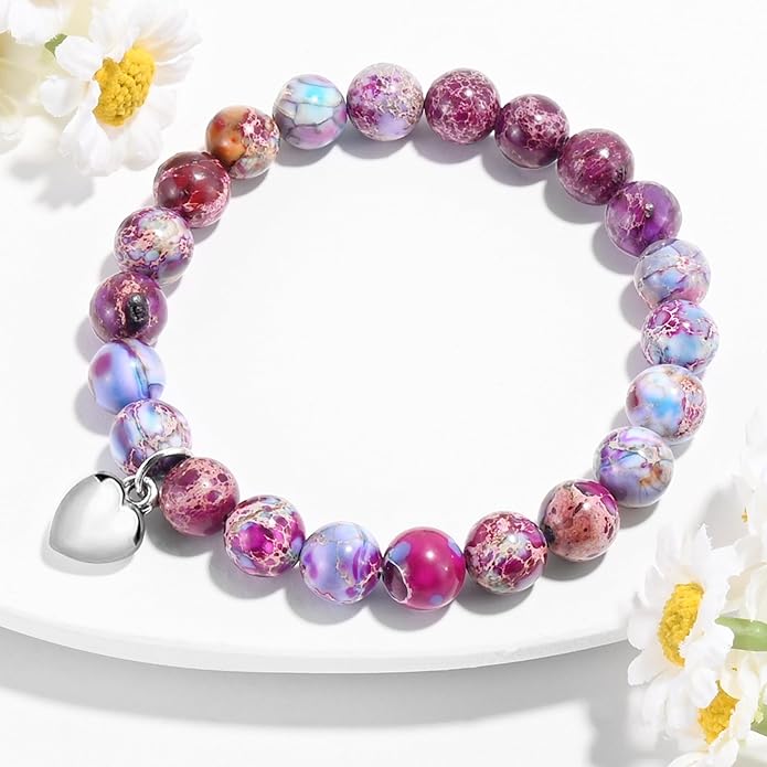 VIBILIA Cross Beaded Bracelets for Women, Inspirational Natural Heart Religious Bracelets for Women, Birthday Christian Gifts for Women on Thanksgiving Christmas Gifts