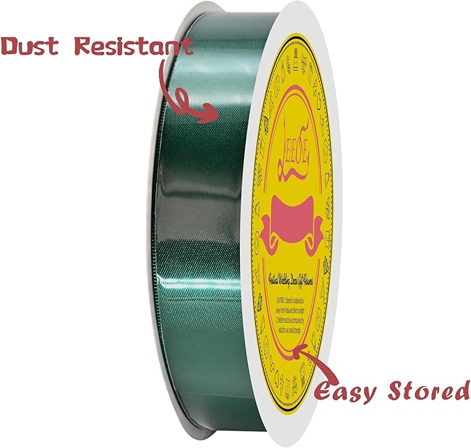 LEEQE Forest Green Double Face Satin Ribbon 1 inch X 50 Yards Spool Bright Colors Very Suitable for Weddings Gift Package Wrapping Dancer Wand Sewing Party Hair Bow Invitation Decorations and More