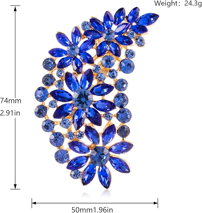 LAXPICOL Vintage Austrian Crystal Flower Leaf Bouquet Clusters Large Big Brooch Pin for Women Gold Tone