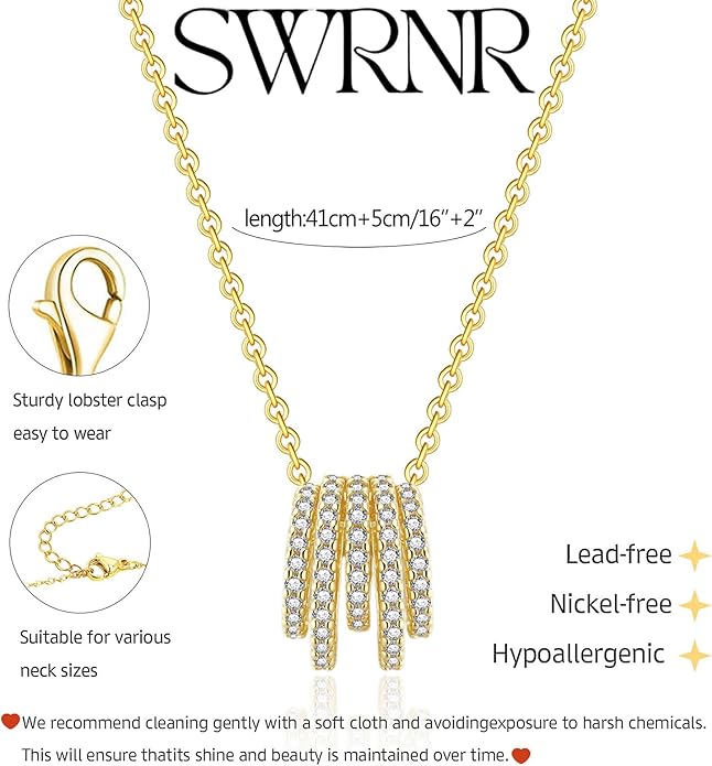 Gold Necklace for Women, Dainty 14K Gold Plated Pendant Necklaces for Women Trendy Simple Choker Chain Cubic Zirconia Circle/Interlocking/Sun Necklace Fashion Jewelry Birthday Christmas Gift