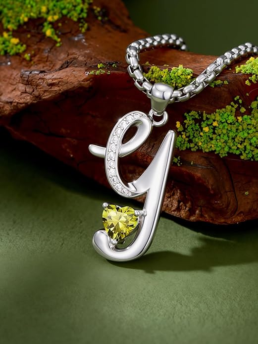 Christmas Gifts for Women Alphabet A to Z Initial Birthstone Pendant Necklaces for Women - 18k White Gold Plated Personalized Name Jewelry Valentine Mothers Day Birthday Gifts for Women Her Girlfriend
