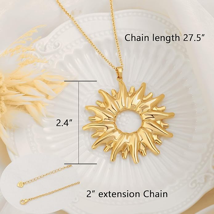 CANEVINKA 18K Gold Plated Pendant Long Chain Necklace Sweater Necklace Fashion Jewelry for Women
