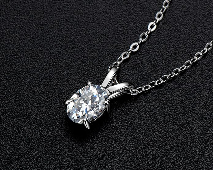 AINUOSHI Moissanite Necklace for Women, 1CT, 2CT, 3CT, 4CT Solitaire Moissanite Pendant Necklace, D-E Color with GRA Certificate, 925 Sterling Silver with 18K Gold Plating, Mother Mom Wife Girlfriend Gifts with Jewelry Box Packed