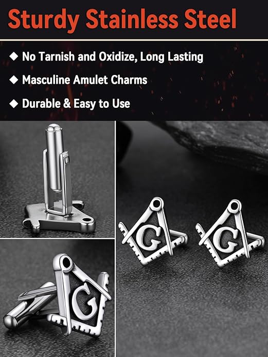 FaithHeart Mens Cufflinks, Norse Viking Tuxedo Shirt Cuff Links, Stainless Steel Cuff Links and Shirt Studs, Gift Box