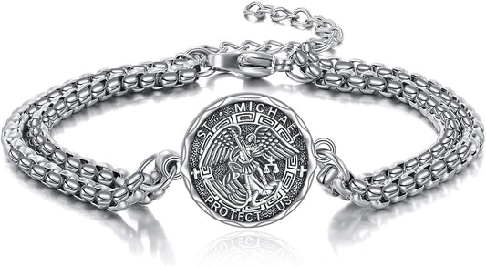 YFN Patron Saint Bracelet Sterling Silver Religious Protector Bracelet Jewelry Gift for Women Men
