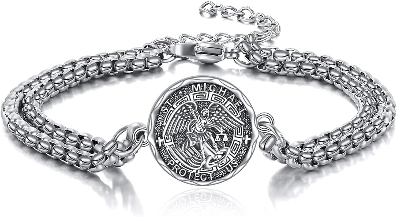 YFN Patron Saint Bracelet Sterling Silver Religious Protector Bracelet Jewelry Gift for Women Men