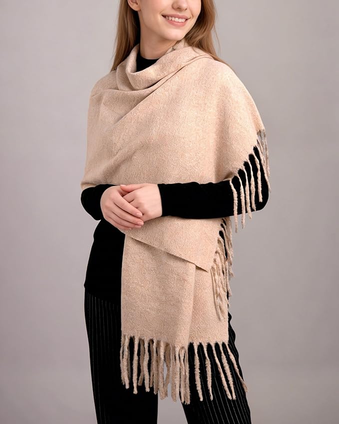 Achillea Warm Cashmere-Feel Winter Scarf – Thick Pashmina Shawl Wrap for Cold Weather