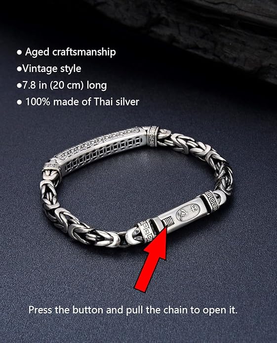 Italian Handmade Sterling Silver Mens Bracelets | Solid S925 Chain Bracelets for Men | Men's Silver Bracelet Gift for Dad, Boyfriend, Son, My Man